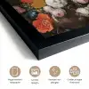 Stilleven met bloemen en een horloge - Schilderij van Abraham Mignon fotolijst zwart zonder passe partout klein -sfeer2
