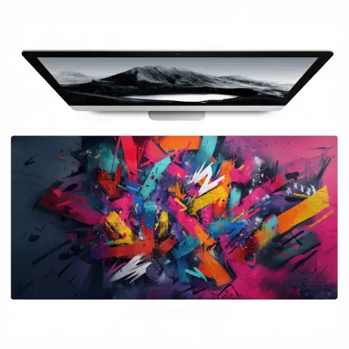 Abstract - Explosie - Neonkleuren Muismat XXL klein -zzz3d