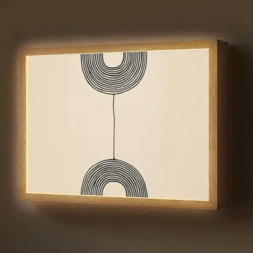 Geometrische bogen - Minimalistisch - Symmetrisch Light Box met batterij (Wandlamp) middel -z3d_website