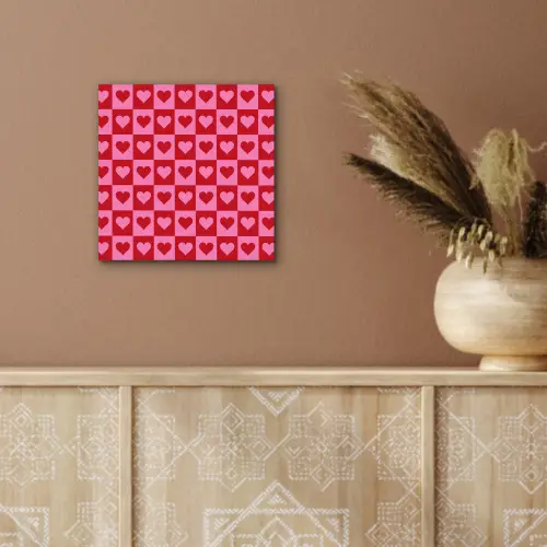 Rood - Roze - Schaakbord - Valentijn aluminium wit klein -sfeer4