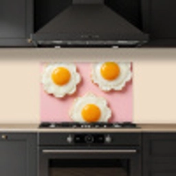 Eieren - Bloem - Roze keuken achterwand spatscherm klein -sfeer1