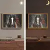 Paard - Dieren - Zwart - Luxe - Modern Light Box met batterij (Wandlamp) middel -sfeer3