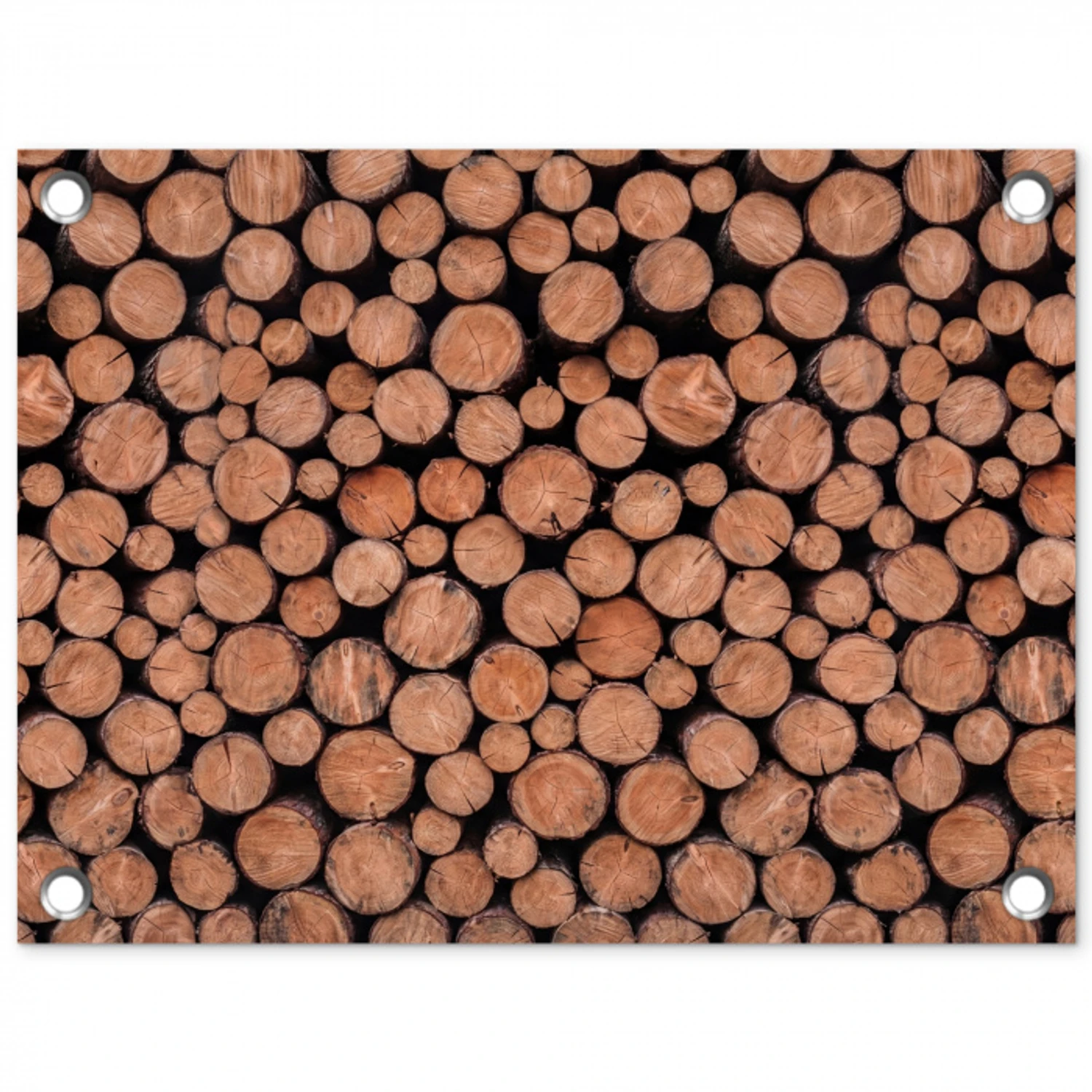 Houtblokken - Textuur - Patroon - Bruin - Rustiek tuinposter los doek klein -3d