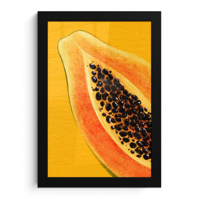 Papaja - Oranje - Topisch fotolijst zwart zonder passe partout klein -3d