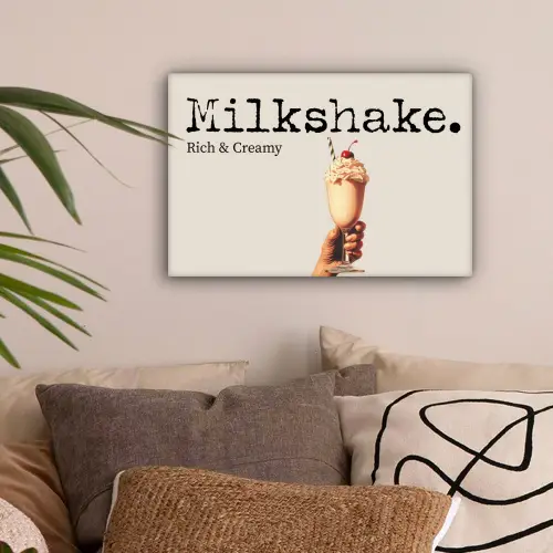 Milkshake - Kers - Rietje canvas 2cm klein -sfeer1