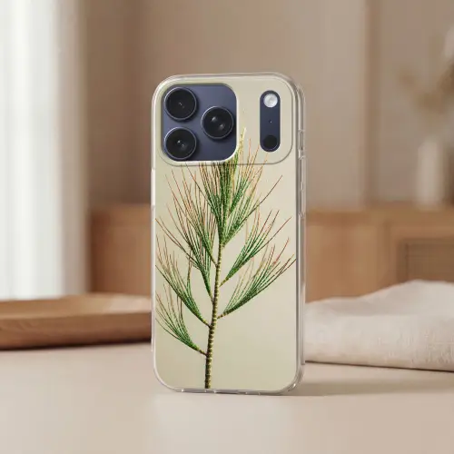 Dennentak - Naaldvormige bladeren - Lichtgroen Telefoonhoesje iPhone 17 Pro klein -sfeer2