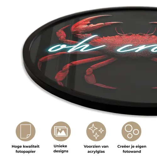 Krab - Rood - Neon - Quote Fotolijst rond zonder passe partout klein -closeup_NL