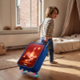Rood gloeiende voetballer in actie Kinderkoffer - Blauw klein -sfeer1