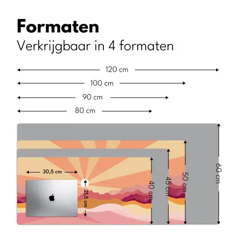 Bergen - Abstract - Zonnestralen - Roze Muismat XXL klein -sfeer5