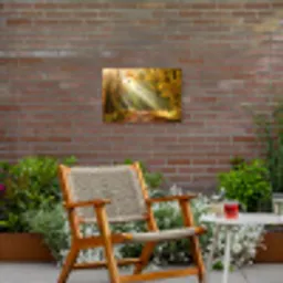 Bos - Bomen - Herfst - Zon - Herfstbladeren - Natuur Tuinposter op houten frame 2 cm dik klein -sfeer3