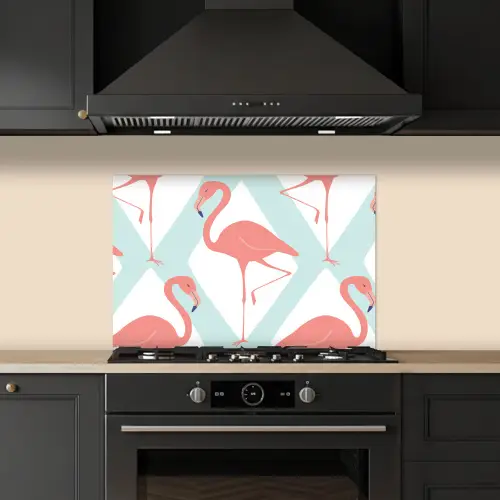 Flamingo - Mintgroen - Ruit keuken achterwand spatscherm klein 900 -sfeer1