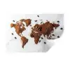 Wereldkaart - Koffie - Marmer Muursticker klein -3d