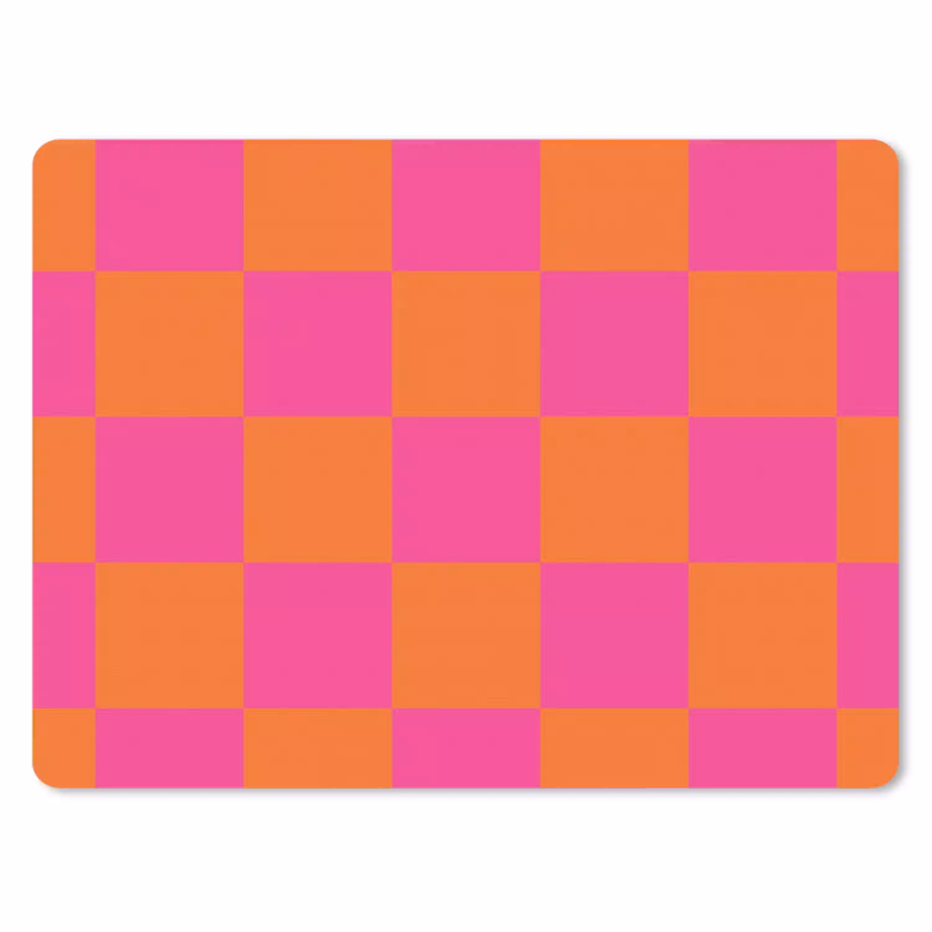 Schaakbord print - Oranje - Roze - Blokjes muismat rubber klein -3d
