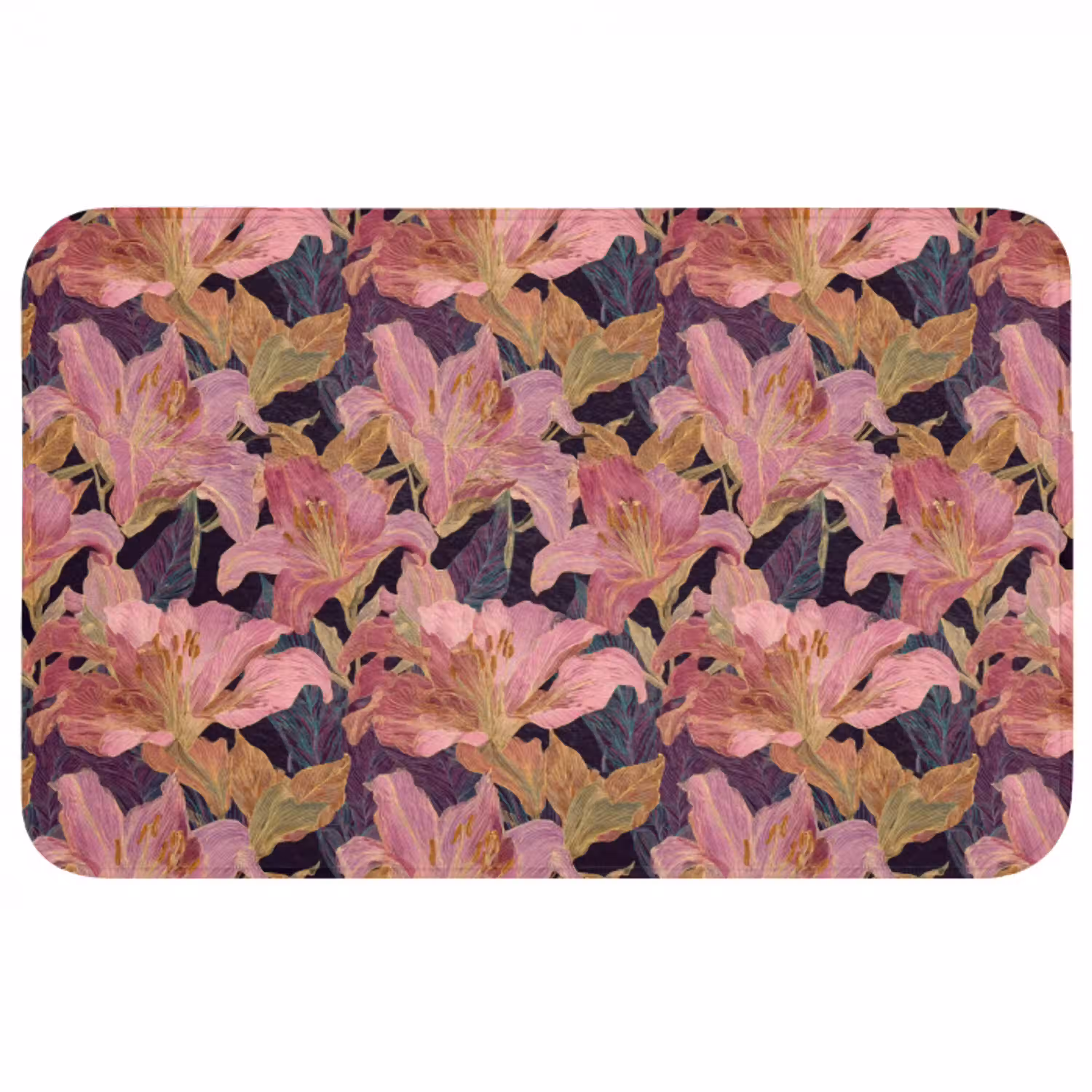 Lelies - Patroon - Roze - Goud Badmat middel 997 -3d