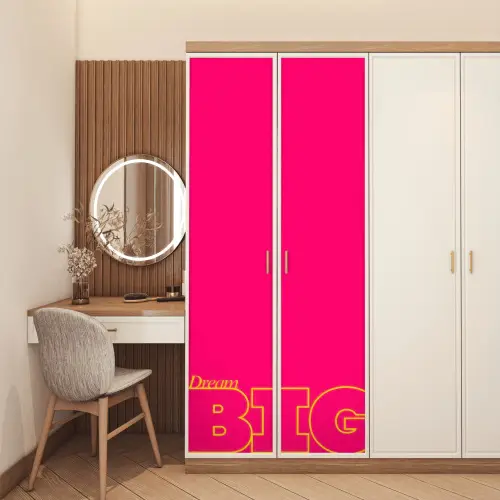 Minimalistisch - Roze - Dream big - Grafisch deurposter klein -sfeer3