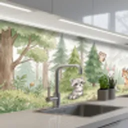 Bos - Dieren - Groen keuken achterwand 2 middel -3d_schuin