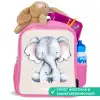 Olifant tekening tegen een beige achtergrond Kinderrugzak - Roze middel -inhoud_NL