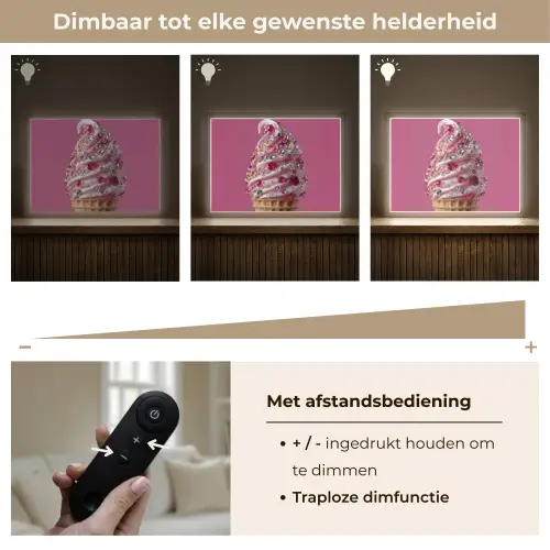 Softijs - Edelstenen - Roze - Hoorntje Light Box met batterij (Wandlamp) middel -USP_dimbaarNL