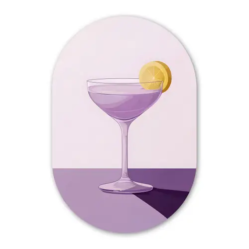 Cocktail - Paars - Minimalistisch - Citroen Wandcirkel Ovaal Forex klein -3d