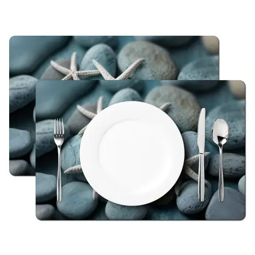 Zeesterren - Stenen - Wit Placemat vinyl groot -zzsfeer2_Kitchenyeah-website