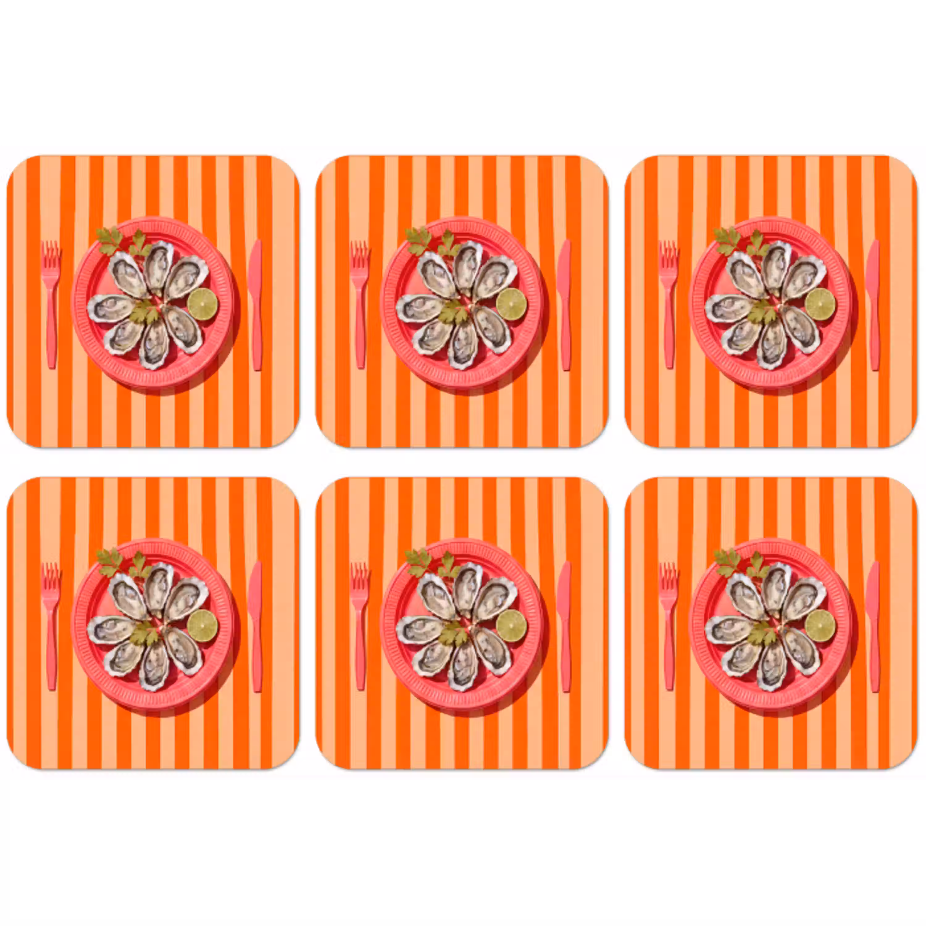 Eten - Oester - Zeevruchten - Oranje - Modern onderzetter kurk middel -zkaufland3dotto