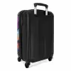 Kat met jas in kleurrijke stad NBS - Handbagage koffer - Kinderen Unisex middel -achterkant
