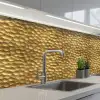 Metaal - Dynamisch - Goud keuken achterwand 2 middel 871 -3d_schuin