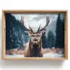 Hert - Dieren - Landschap - Winter - Sneeuw Dienblad Rechthoek middel -z3d_shopping