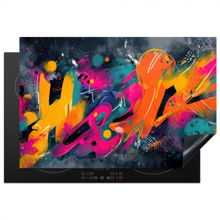 Abstract - Graffiti - Kleurrijk - Verfspatten Inductie beschermer vinyl 3mm klein -3d