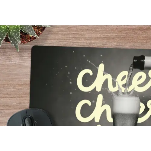 Cheers - Wijn - Zwart - Wit muismat rubber klein -closeup