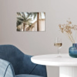 Gebouw - Palmbomen - Beige - Zon poster papier klein -sfeer3