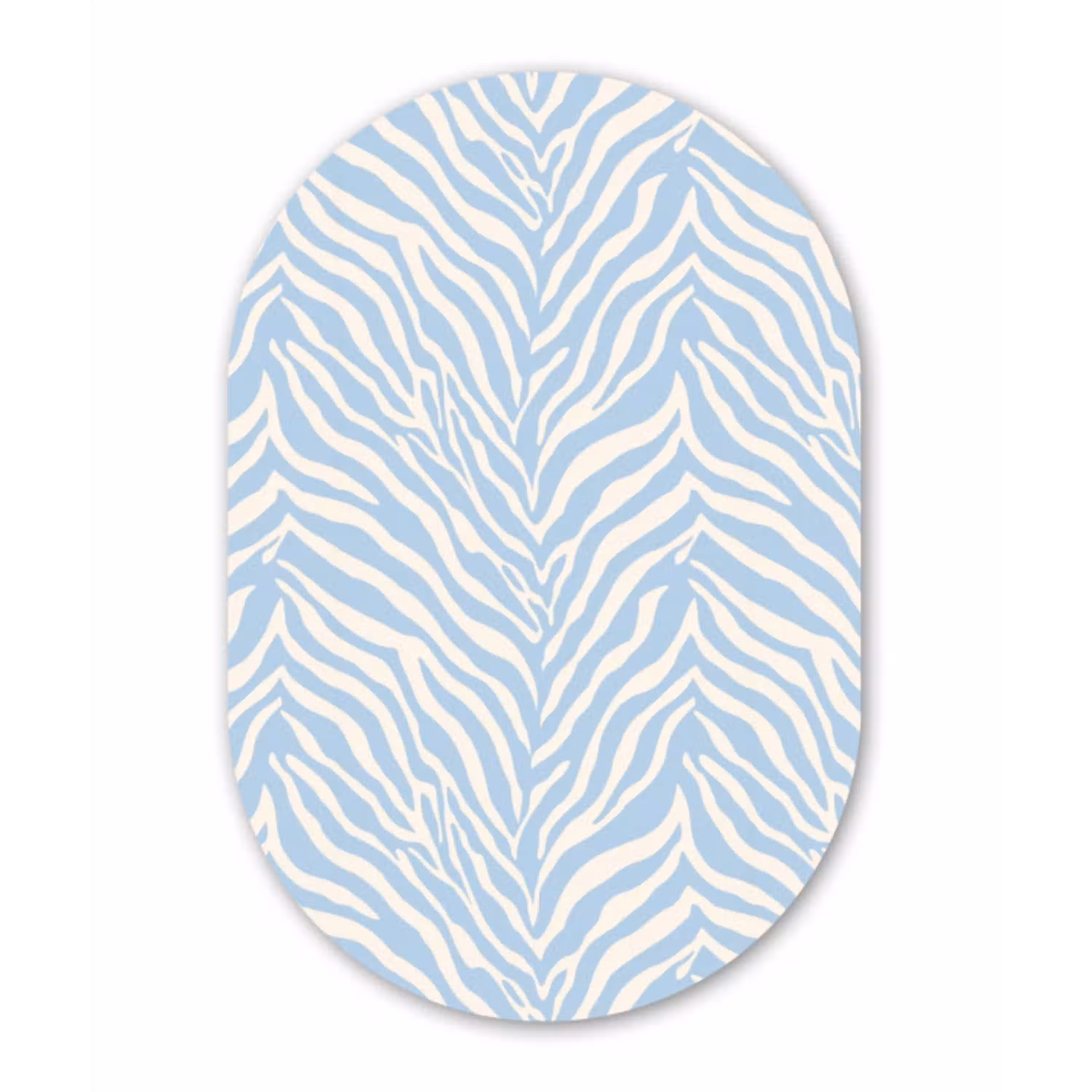 Zebra - Motief - Blauw - Wit Wandcirkel Ovaal Aluminium middel 839 -3d