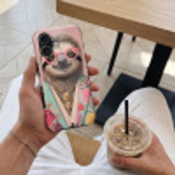 Luiaard - Bloemenprint - Bril - Roze Toughcase MagSafe Apple iPhone 17 klein -Sfeer1M