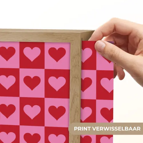 Rood - Roze - Schaakbord - Valentijn Light Box met batterij (Wandlamp) middel -USP_websiteprintNL