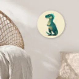 Dinosaurus - Turquoise - Stekels Wandcirkel kunststof plaat 5mm dik klein -sfeer5