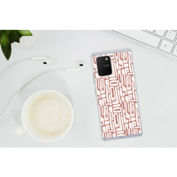Roze - Wit - Organisch Telefoonhoesje Samsung Galaxy S10 Lite klein 364 -oordopS10Lite