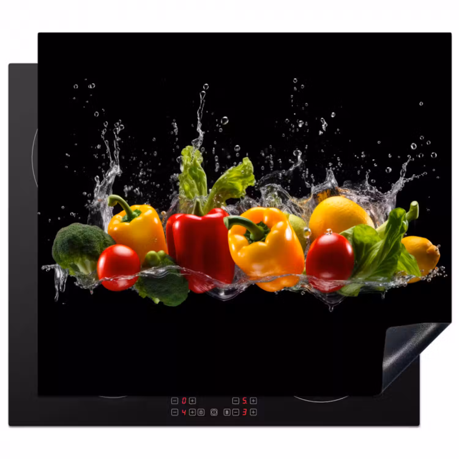 Herdabdeckplatte - Paprika - Wasser - Gemüse - Schwarz