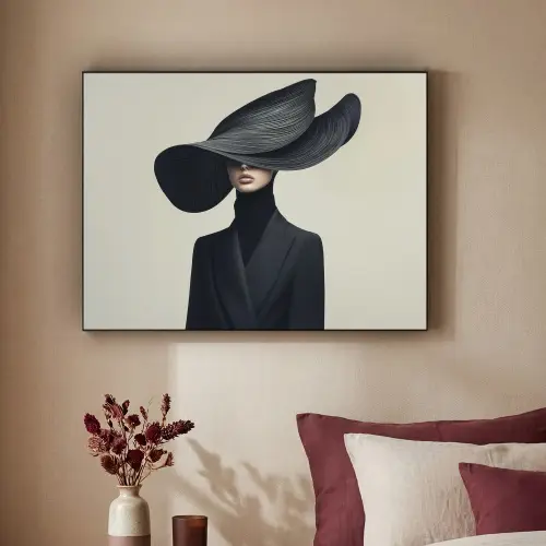 Zwart - Vrouw - Hoed Textielframe zwart klein -sfeer1