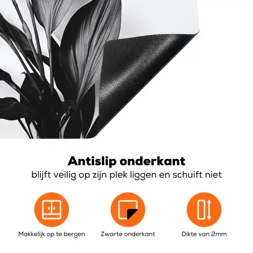 Plant - Bladeren - Minimalistisch - Zwart Inductie beschermer vinyl 3mm klein -zzzzzzz-td-onderkant