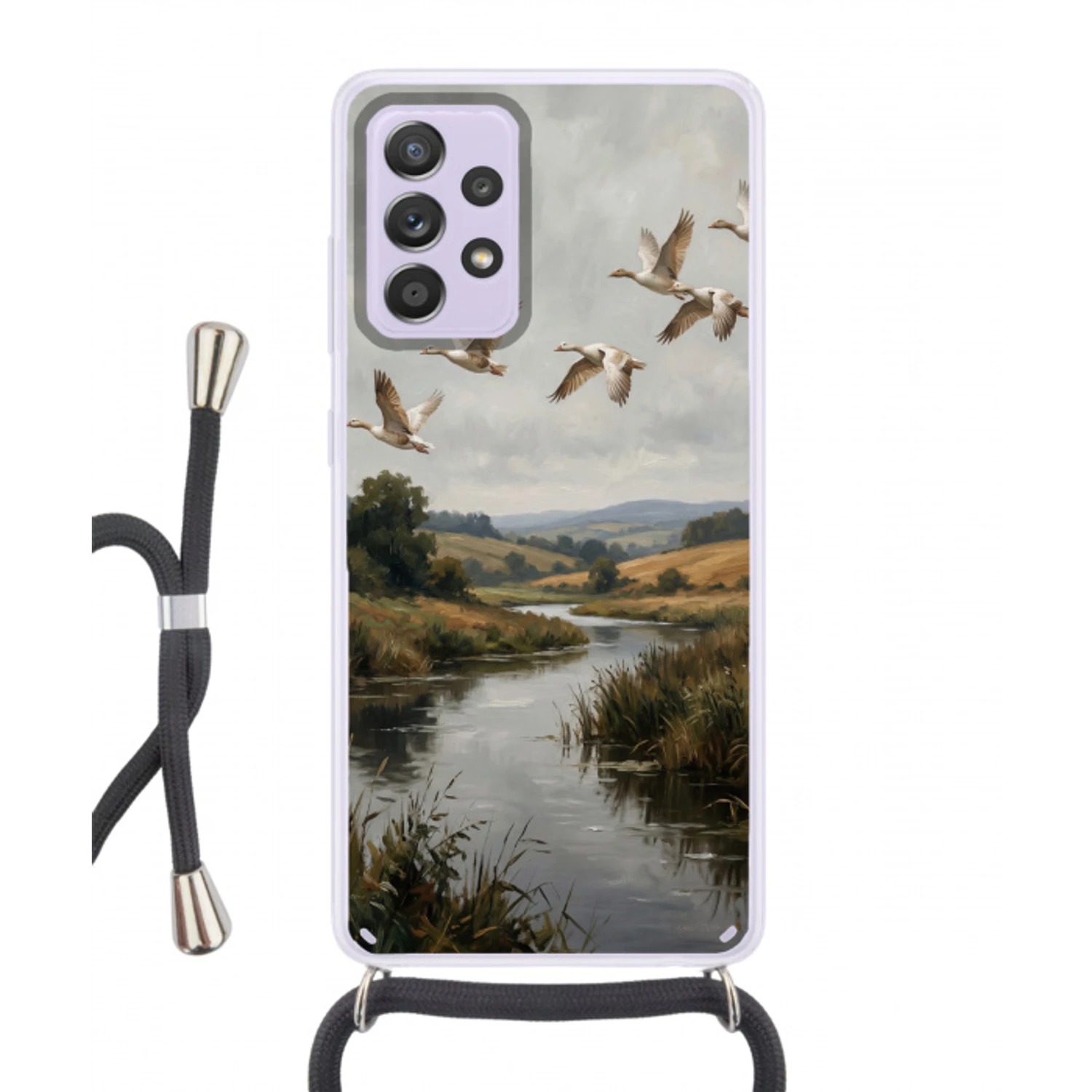Eenden - Rivier - Landschap - Vlucht - Nostalgisch Hoesje Samsung Galaxy A52 5G met koord klein -3d