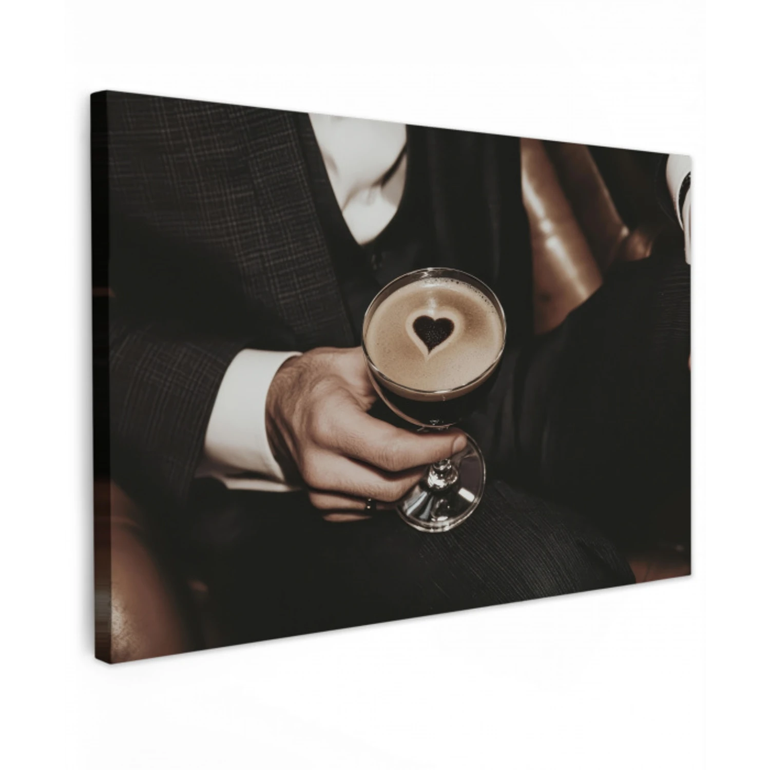 Hartje - Cocktail - Espresso Martini - Hand Tuinposter op houten frame 2 cm dik klein -3d