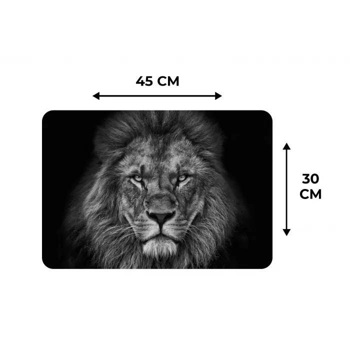 Leeuw - Dieren - Zwart - Wit Placemat vinyl groot -specs