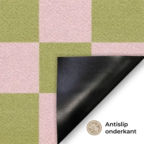Patroon - Geblokt - Olijfgroen - Amore Deurmat klein -antislip_NL
