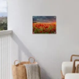 Zonsondergang - Klaprozen - Rood - Bloemen - Veld - Natuur tuinposter los doek klein -sfeer8