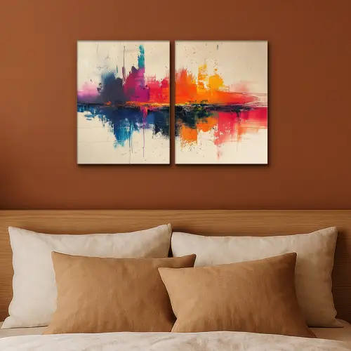 Kleurrijk - Abstract - Verflook - Modern Canvas - Meerluiken 2 luik klein -sfeer2