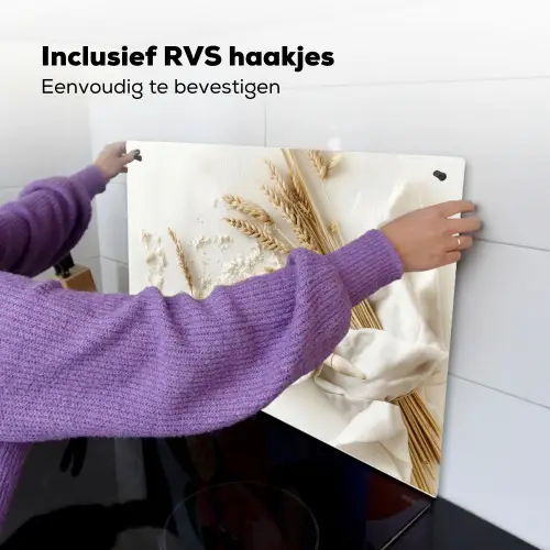 Bloem - Hout - Tarwe Inductie beschemer met haakjes klein -ky-ophangen-nl
