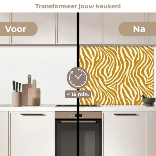 Zebra - Klassiek - Oker - Geel keuken achterwand 2 middel 871 -voor-na2_NL