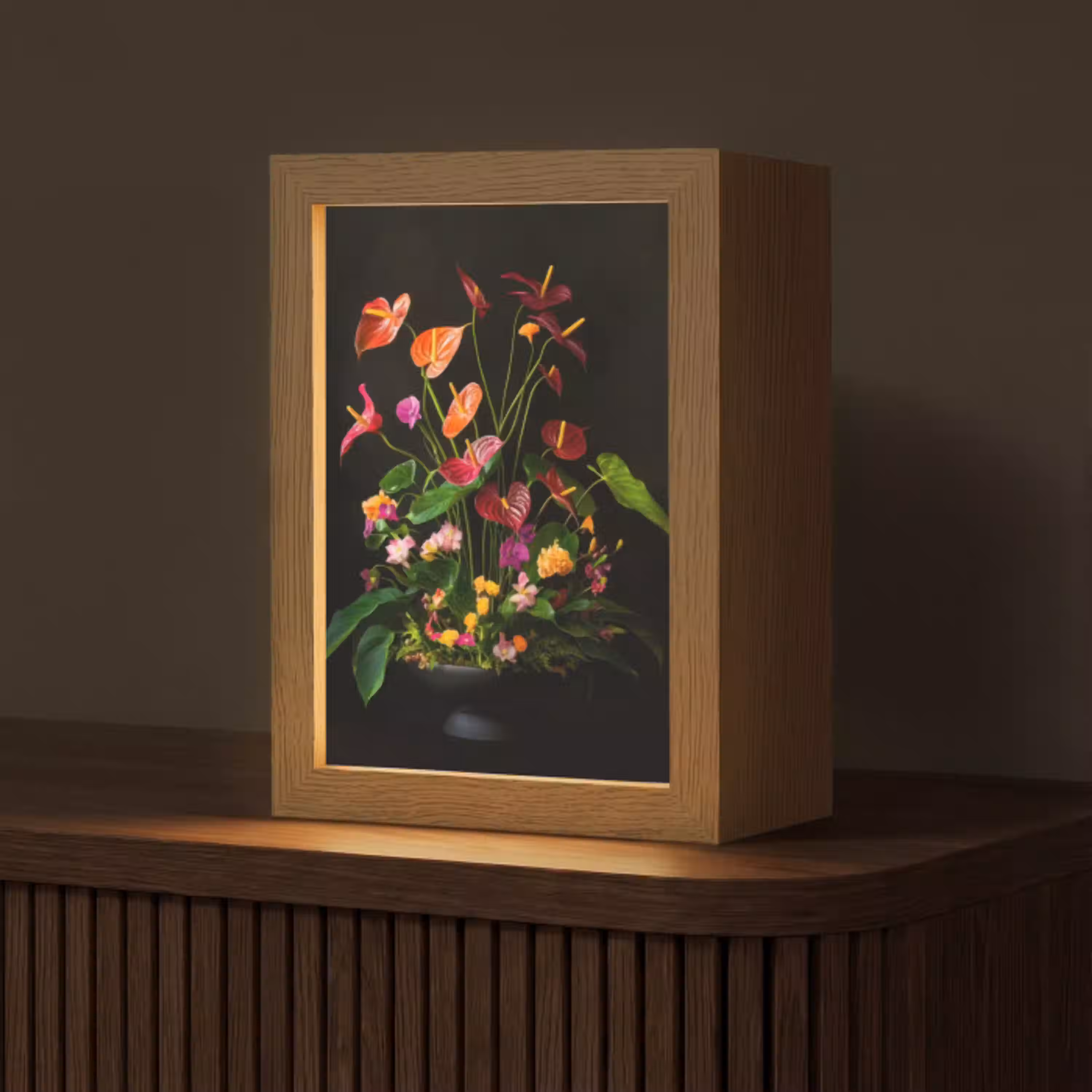 Bloemen - Vaas - Kleurrijk Light Box met kabel (Tafellamp) klein -z3d_website