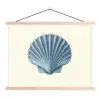 Ribbels - Blauw - Schelp textielposter latten blank klein -3d