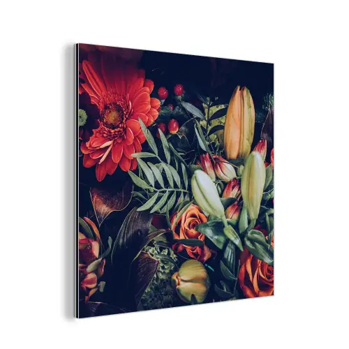 Boeket - Stilleven - Bloemen - Planten - Rood aluminium wit klein -3d